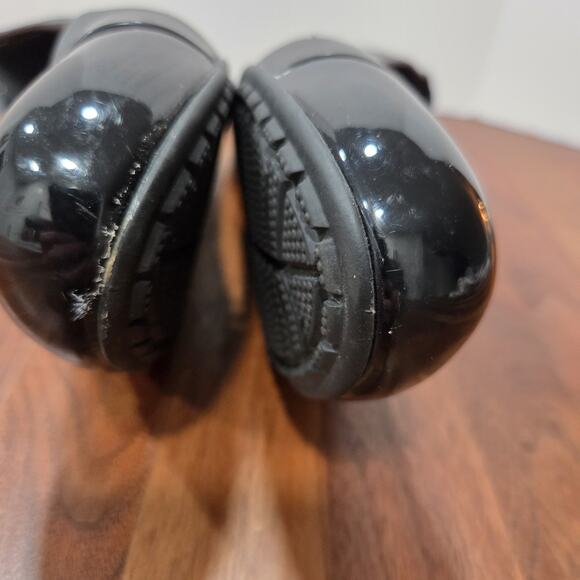 CROCS Black Patent Cap Toe Wedge Platforms High Heels Shoes Womens Sz 10 - Picture 9 of 13